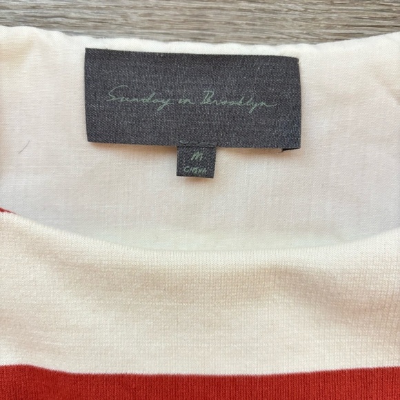 Anthropologie Sunday in Brooklyn Structured Boxy Tee Top Striped Medium - Picture 10 of 14